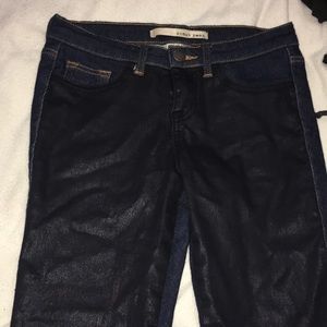 Metallic denim jeans